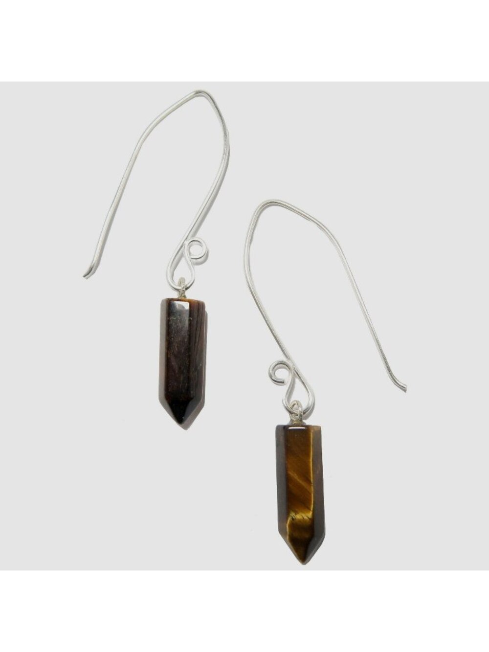 Tigers Eye Earrings Point Me to Success Fine Hill Tribe Silver Crystal Dangles